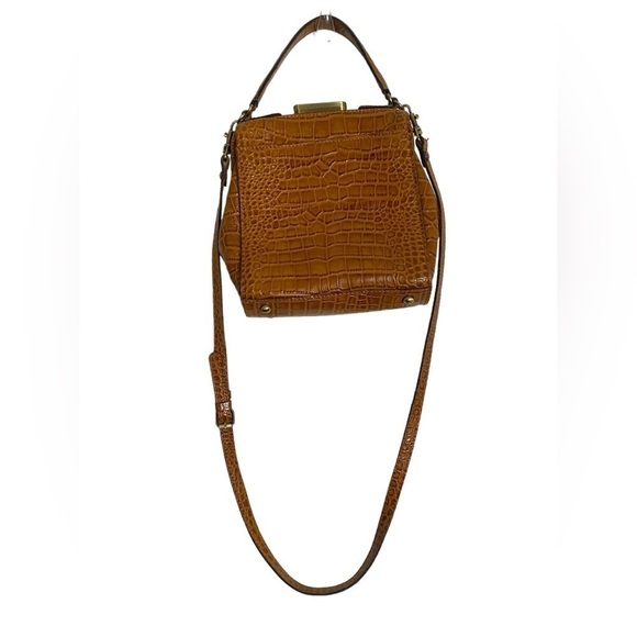 Patricia Nash Leather Croc Embossed Nela Frame Tote Biscuit - Picture 3 of 8